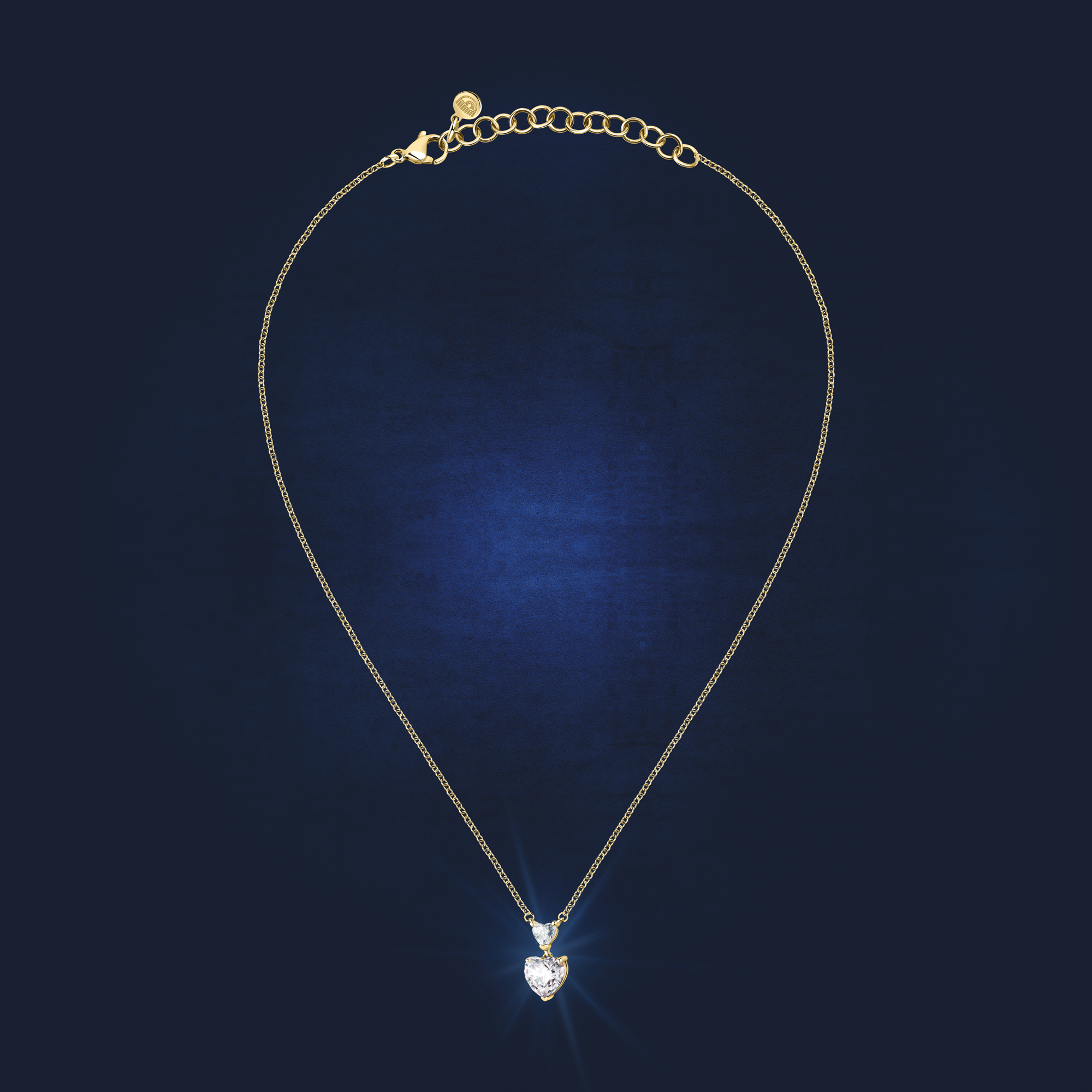 DIAM.HEART YG CHAIN&PEND WH CZ 38+4CM