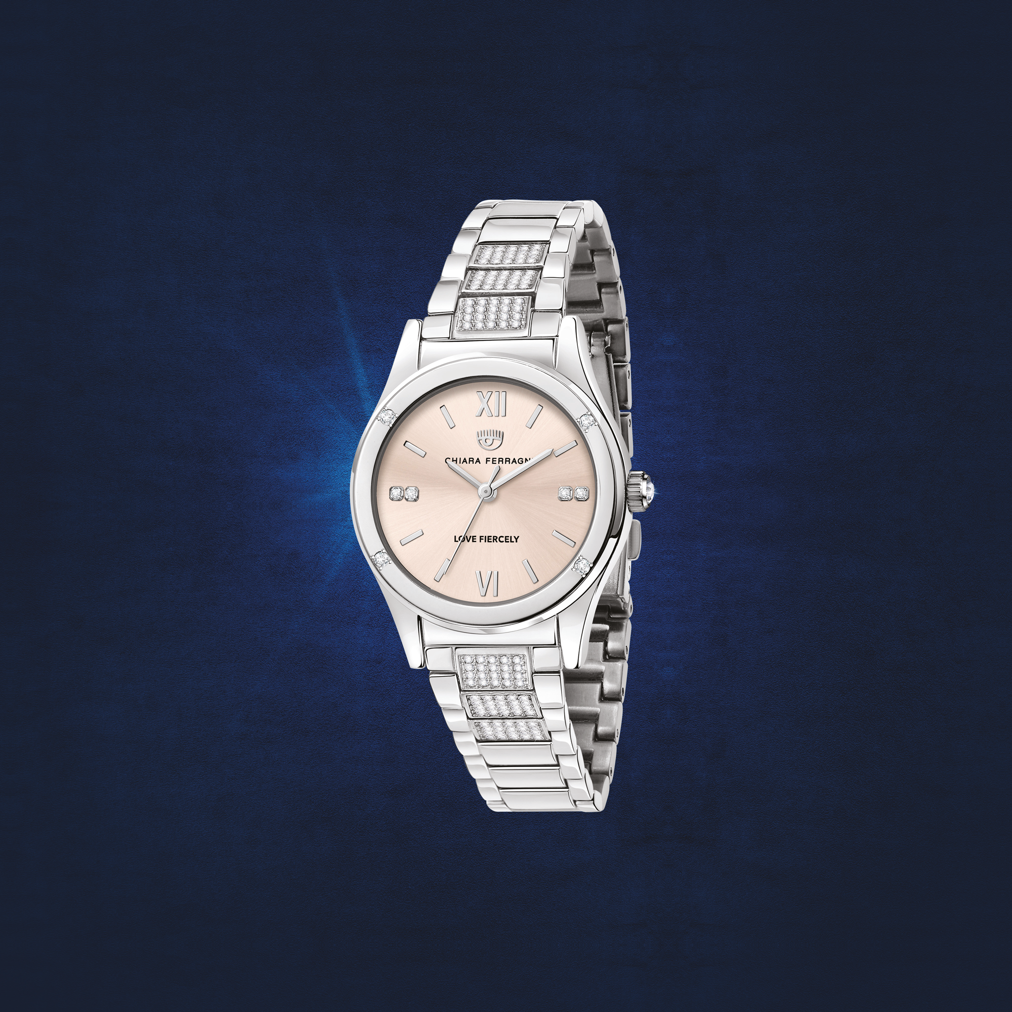 CONTEMPORARY 32MM 3H ROSE DIAL BR SS