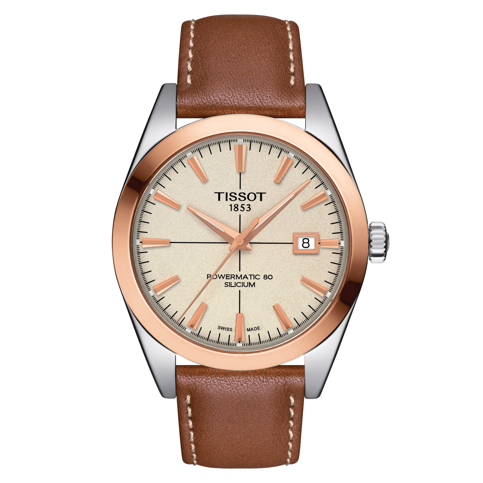 Tissot Gentleman Powermatic 80 Silicium Solid 18K Gold bezel • <strong>POWERMATIC 80.811</strong><p>T9274074626100