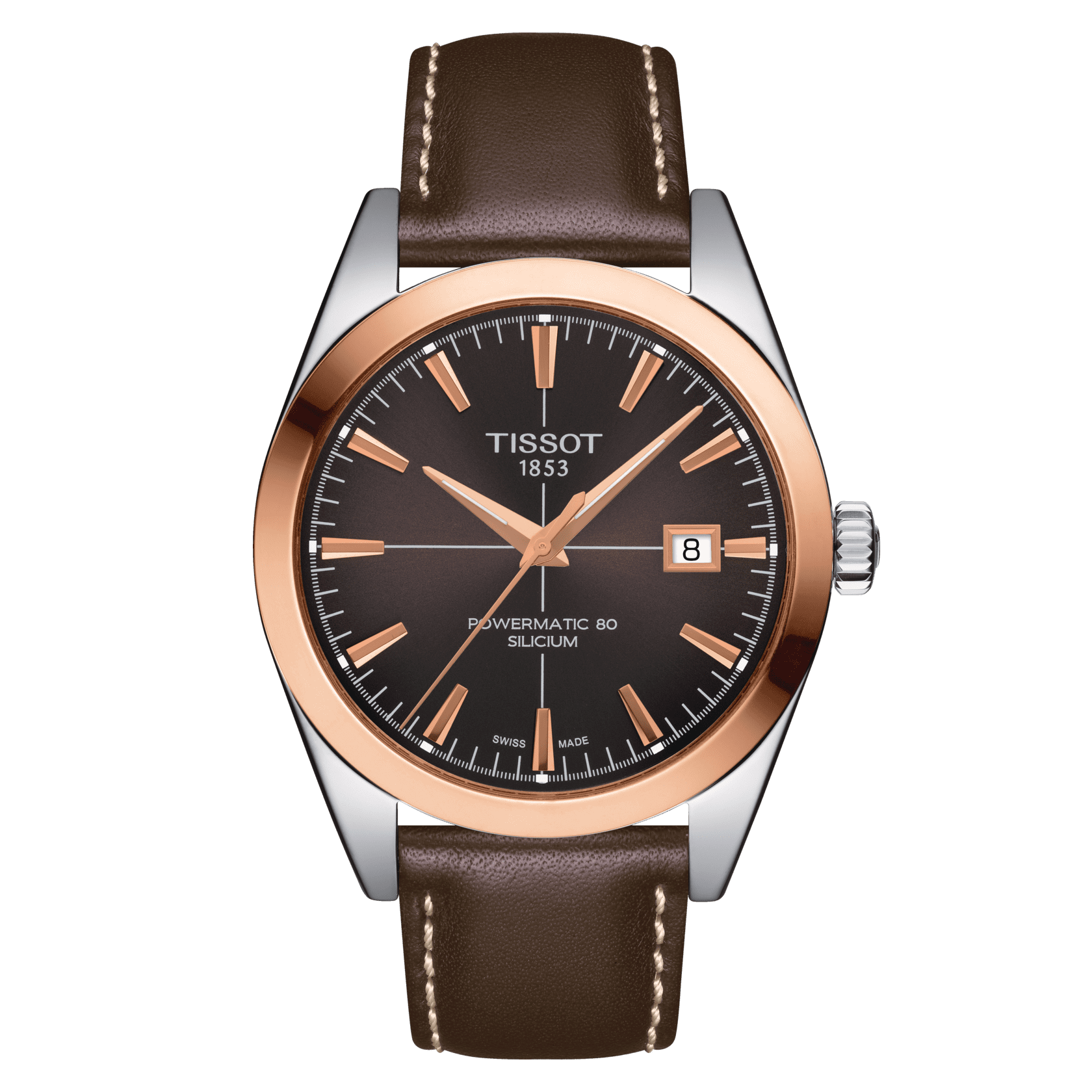 Tissot Gentleman Powermatic 80 Silicium Solid 18K Gold bezel • <strong>POWERMATIC 80.811</strong><p>T9274074629100